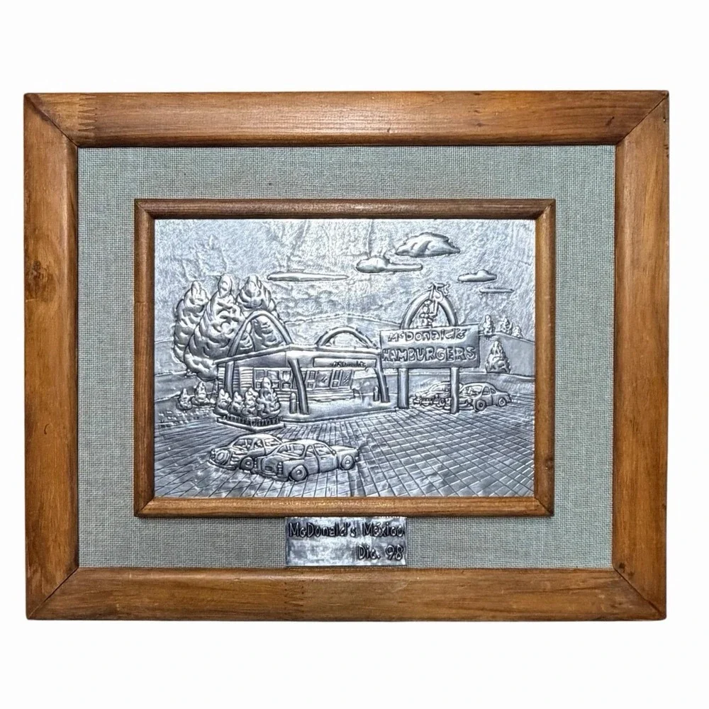 Vintage 1998 McDonald's Mexico‎ Aluminum Relief Wall Art Framed Restaurant Decor